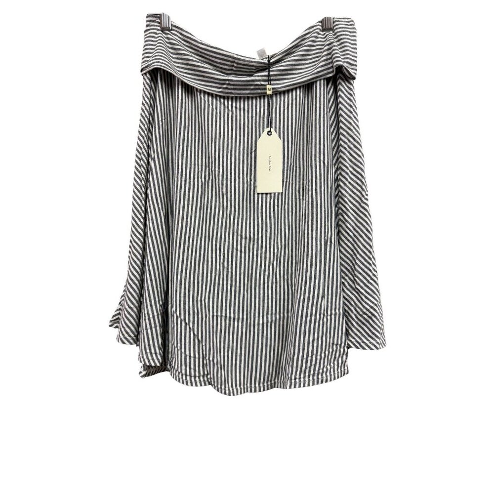 Sophia Max Gray Stripe Linen Blend Skirt NWT Medium